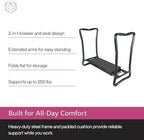 Yard Butler Garden Kneeler and Seat, Foldable Stool, Silver and Black - Image 6