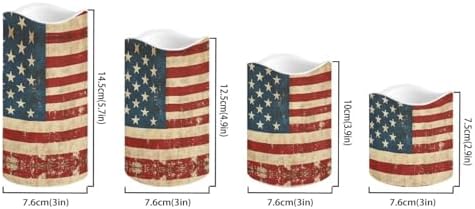 Retro American Flag Flameless Candles with Remote Timer Battery Operated Fake Candles Color Changing Electric Pillar LED Candles Bulk Set of 4 - Image 2