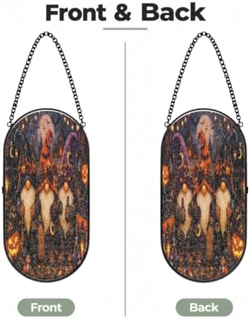 Halloween Witch Gnomes Pumpkin Moon Bat Sun Catcher 10.2In - Image 2