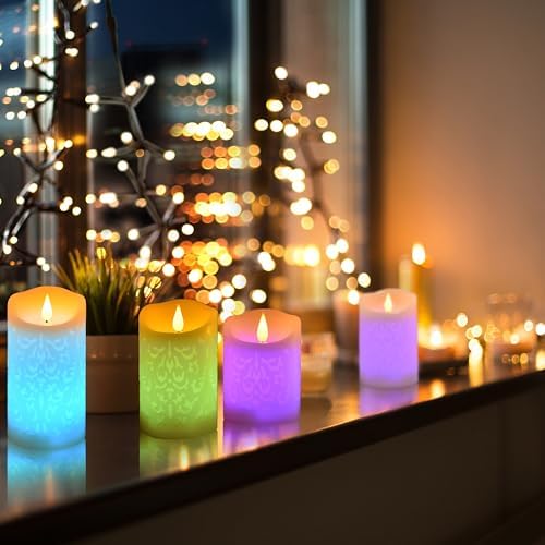 NICEME Rechargeable Color Changing Candles with Remote Timer USB Cable 3PCS LED Multi Colored Flameless Candles Battery Operated Real Wax USB Pillar Candles Flickering for Halloween Christmas Decor - Image 3
