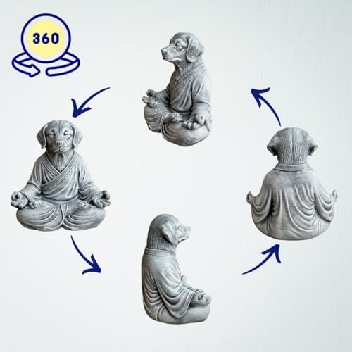 OLOMA Concrete Meditation Dog Statue Heavy Solid Stone Sculpture Weather Resistant Outdoor Indoor Yard Patio Accent Decor Feature Decorative Garden Accent Feature - Image 5
