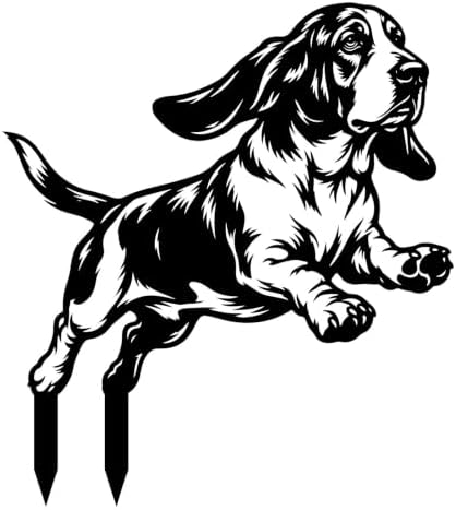 Dog Metal Garden Stake - Weatherproof Dog Silhouette Yard Art, Decorative Outdoor Sign for Lawn & Patio, Heartfelt Gift for Soft Basset Hound Lovers(Jump,10") by VORISCAPE