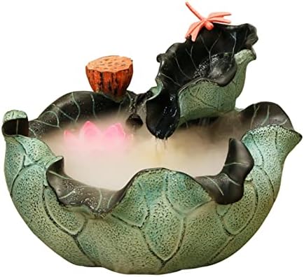 Lingula Waterfall Fountain Waterfall Fountain Lotus Leaf Resin Tabletop Fountain Decoration Indoor Flowing Water Decoration Fountain Decorative Tabletop Fountains by Unknown