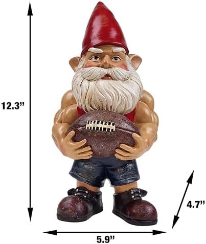 Better Office Products Garden Gnome Statue, 12" Height, Handcrafted Waterproof, UV-Resistant Polyresin Lawn Patio Porch Ornament Decoration (Muscled Football Player with Glowing Solar Light) - Image 5