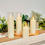 Amagic Ivory Flameless Candles with Remote, Battery Operated Candles with Timer, Acrylic Plexiglass Flickering LED Fake Candle for Wedding, Holiday, Home Decor, Set of 9, D2.2 x H5 6" 7" - Image 3