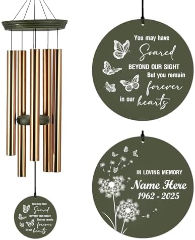 Personalized Memorial Wind Chimes Dandelion Funeral Gifts Patio by ExtrabilyOfficial