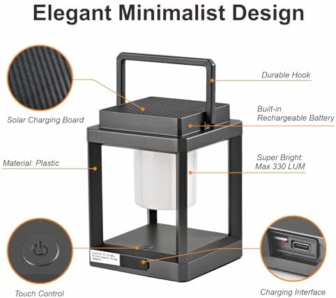 Solar Outdoor Table Lamp: Outdoor Lanterns for Patio Waterproof,Portable Rechargeable Solar Lamp - Image 4