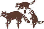 RealSteel - Garden Art Raccoon Family 3 Pack | Metal Yard Decor | Outdoor Garden Stakes | Wildlife Animal Decor | Custom Steel Art | Rust Resistant | Lawn Ornaments for Garden & Pathways (Penny Vein) by RealSteel