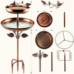 Bird Bath for Outside, 45In Vintage Freestanding Birdbaths for Outdoors, Double Metal Bird Bath Feeder Bowls for Garden Patio Yard Lawn Decor (Bronze) - Image 4