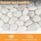 River Rock Stepping Stones Outdoor for Garden Walkway, 12 inch Diameter 6 Pcs Round Shape Paver Step Stones Polished Pebble River Stone Mat for Yard Lawn Patio Pathway Walk Way - White - Image 4