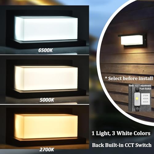rosykite Modern Led Outdoor Wall Lights for House, 18W Porch Light Fixture 3000K 4000K 5000K CCT Selectable, Waterproof IP65 Exterior Lighting for Garage,Front Door - Image 2