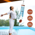 Memorial Wind Chimes for Loss of Loved One – Sympathy Gift for Loss of Dad, Mom, Baby, or Friend – Outdoor Bereavement Wind Chimes, Blue Round Design - Image 6