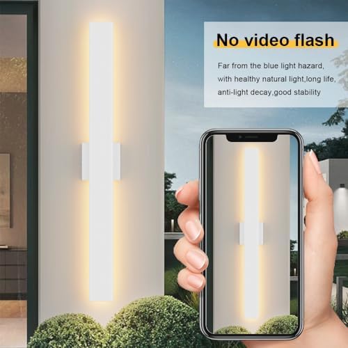 Aipsun 31.5" LED Outdoor White Wall Sconce, Modern Exterior Light Fixtures - Image 3
