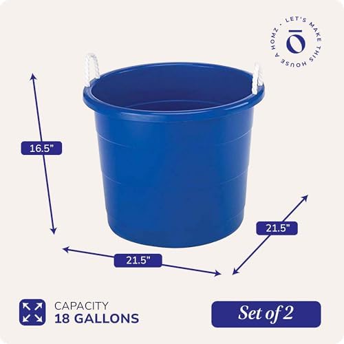 HOMZ Utility Tub, Storage Bucket with Rope Handles, 17 Gal, Blue, 2 Pack - Image 5