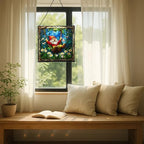 Swinging Garden Gnome Stained Glass Suncatcher – Square Hanging Window Panel for Home or Greenhouse – Whimsical Glass Art Gift for Garden Lovers, Christmas, Halloween, Father Days 5tGEG5 - Image 7