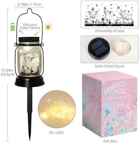 kyoryuger Pig Gifts for Women/Men/Kids Pig Lovers Animal Solar Lantern, Piglet Animal, Solar Garden Decoration, Night Light Room Decor Farm Piglet Present Yard, Patio,Backyard,Porch, Torches - Image 7