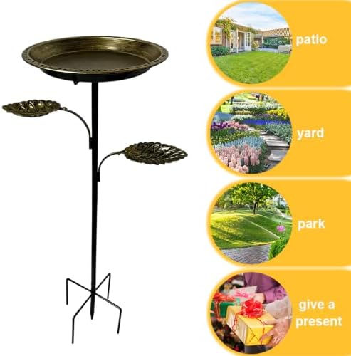Outdoor Birdbath 5-Prong Base Vintage Bird Bath Metal Bowl - Image 2