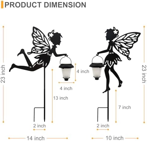 SUNNYPARK 2 Pack Solar Fairy Garden Metal Stake Decorative Lantern - Image 3