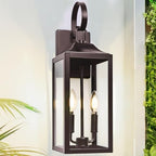 19" Oil Rubbed Bronze Outdoor Wall Lantern 2-Light, Porch & Patio Lights by Yolsunes