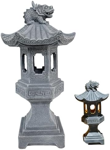 Pagoda Garden Statue, Resin Solar Japanese Pagoda Lantern, Decorative Zen Garden Landscape for Yard Patio Lawn, Style1 by Unknown