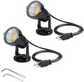 Bright Outdoor Wall Mount Spotlight 5W COB Garden Yard Path Landscape Lighting, Decorative Walls Trees Flags Lamp with Round Base and Power Plug, Pack of 2 (Warm White) by Ygapuzi
