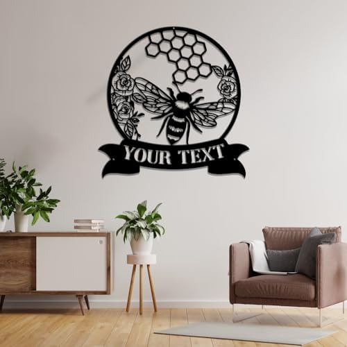 MeMate Garden Sign to Personalize, Bee Farm Sign, Custom Name Sign Metal for Bee Lovers, Bee Garden Art Decorations, Personalized Bee Farm Sign, 8-24 inches Large Metal Sign, Gift for Beekeeper - Image 3