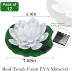 12 PCS Floating Lotus Flower Solar Pool Lights with Lily Pads (Multicolor) - Image 2