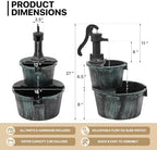 MoNiBloom Outdoor Water Fountains, 27" Tall 2-Tier Barrel, Green - Image 2