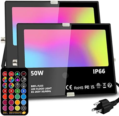 MELPO Led Flood Light Outdoor, 50W RGB Color Changing Landscape Lighting by MELPO