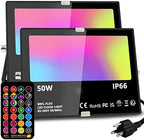MELPO Led Flood Light Outdoor, 50W RGB Color Changing Landscape Lighting by MELPO