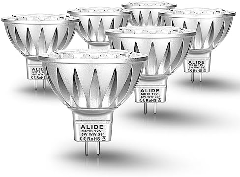 12V MR16 GU5.3 Led Outdoor Landscape Bulbs 5W,2700K Soft Warm White 6Pcs by ALIDE