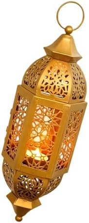 Moroccans Iron Candle Holders Hanging Candle Lamp with Intricate Cutout Design for Romantics Home Decors and Outdoor Use by Unknown