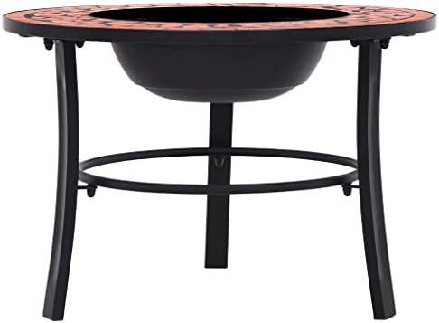 26.8 Inch Mosaic Fire Pit for Outside, Terracotta Ceramic Wood Burning Firepit with Tabletop and BBQ Grid, Decorative Outdoor Fire Bowl for Patio Garden Backyard and Camping - Image 2
