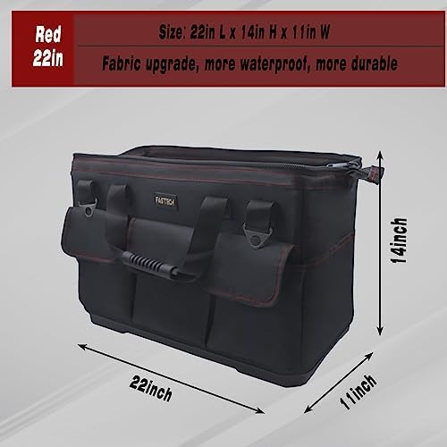 FASTECH 22-inch Heavy Duty Bottom Tools Bag With Wide Mouth For Tool Storage, Carrier and Organizer, Tool Bag For Men, Wide Mouth Tote Bag With Inside Pockets (22Inch) - Image 2