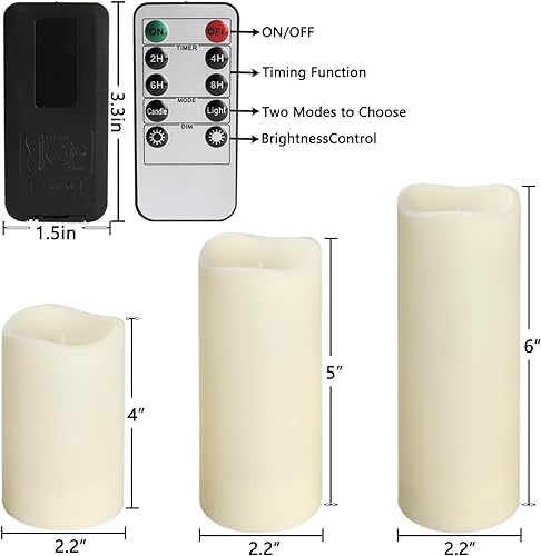 Enpornk Set of 24 Flameless Led Battery Opeated (D2.2'' x H4''5''6'') Waterproof Outdoor Indoor Candles with 10-Key Remotes and Cycling 24 Hours Timer - Image 3