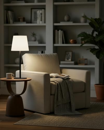 Rechargeable Table Lamp w/Timer Remote,Cordless Battery Operated Lamp Black by COPU