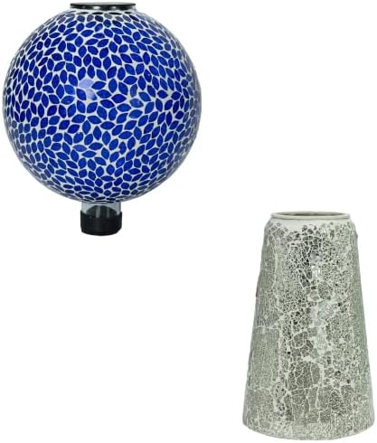 Sunnydaze 10” Lavender Solar Gazing Ball & Silver Mosaic Stand by SunnydazeDecor