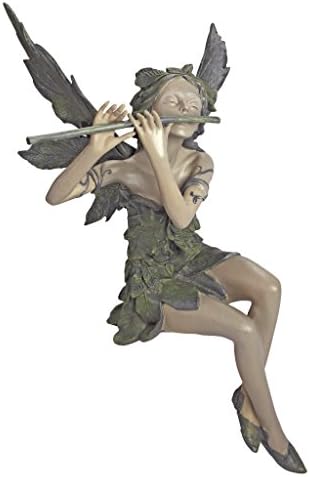 Design Toscano Fairy of the West Wind Shelf Sitting Garden Statue, 19 Inch Tall, Cast Stone Resin, Two Tone Stone Finish by DesignToscano