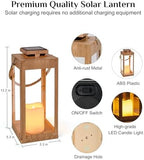 13" Large Wood Decorative Solar Lanterns Outdoor Waterproof for Porch - Image 3