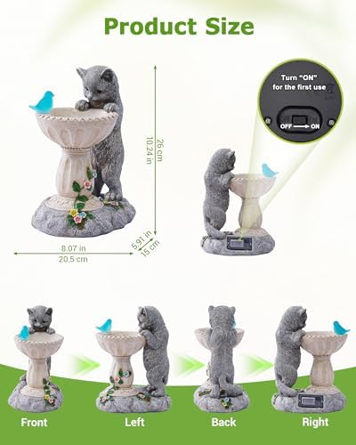 Nacome Solar Cat Statues for Garden Decor: IP65 Waterproof Resin - Image 4