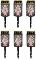 Poceacles Solar Lights Outdoor Grave Candle for Cemetery Decoration Solar Outdoor Lights for Garden Lawn Backyard Pathway Decor, Pink Ribbon Daisy Butterfly Black, Set of 6 by Poceacles