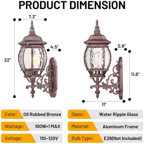 Large Outdoor Wall Lights for House Exterior Lantern Porch Light - Image 3