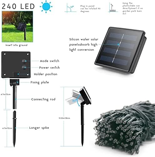 Solar String Lights Outdoor 2 Pack, Total 480 LED 170Ft, Warm White - Image 7