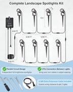 Low Voltage Landscape Lighting with Timer & Photocell Transformer, 8 Pack Plug and Play Waterproof Landscape Lights, 24V Outdoor Spot Lights for Yard Garden Pathway Tree, 3000K Warm White - Image 6