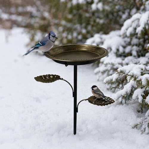 Metal Birdbath Outdoor Vintage Freestanding Bird Bath Bowl - Image 2