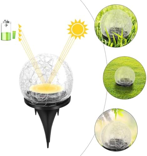 Solar Cracked Globe LED Landscape Light 15cm Waterproof Solar Buried Lamp for Garden Lawn Outdoor Pathway Warm Yellow Light - Image 3