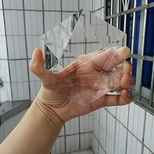 1PCS 100MM Clear Glass Crystal Large Hexagram Prisms Pendant Suncatcher Hanging Ornament Fengshui Lamp Lighting Parts Craf by Unknown