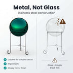 Lulu Decor, Light Green Stainless Steel Gazing Mirror Ball Size 12 with Stand - Image 7