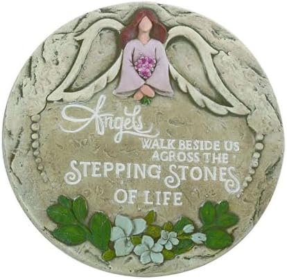 Cottage Garden Angels Walk Beside Us Across Stepping Stones of Life - Multicolor 10 Inch Stone Outdoor Weathered Garden Stepping Stone by CottageGarden