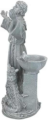 Design Toscano Francis of Assisi Blessing Religious Garden Decor Statue with Bird Bath Feeder, 19 inches Tall, Cast Stone Resin, Gray Stone Finish - Image 4